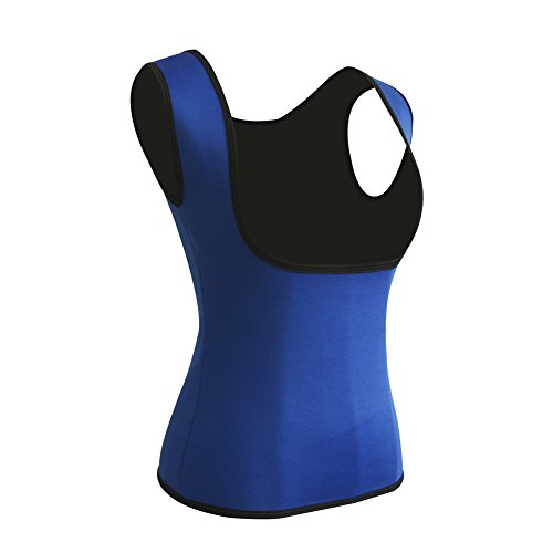 Women's Hot Sweat Slimming Neoprene Shirt Vest Body Shapers for Weight Loss Fat Burner Tank Top (Large, Blue) - Thumbnail 3