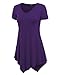 MBJ WT638 Short Sleeve Shirts for Womens Tops Casual V-Neck Summer Clothes Asymmetrical Tunic Blouses XL Dark_Purple