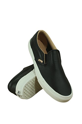 Vans classic slip on men s lux leather black/porcini fashion shoe…
