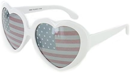 Aloha Eyewear Women's "Heart of America" 55mm Sunglasses w/ Flag Print Lenses (White)