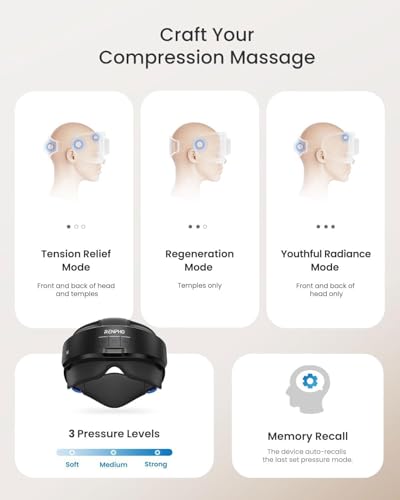 RENPHO Head and Eye Massager with Heat, Massager for Forehead, Back and Temple, Variation and Bluetooth Music, Eye Massager, Strained Eyes, Gifts for Women