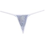 Men's Yarn Thong Mussy Stripe Bikini G-String Pouch Underwear T-back Pants Blue L