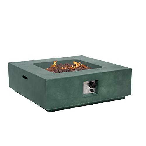 COSIEST Outdoor Propane Fire Pit Coffee Table w Slate Gray Square Faux