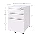DEVAISE 3 Drawer Mobile File Cabinet with Lock, Under Desk Metal Filing Cabinet for Home Office/Legal/Letter/A4 File, Fully Assembled Except Wheels, White