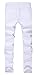 Men's White Ripped Skinny Distressed Destroyed Straight Fit Jeans with Holes
