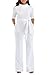 KISSMODA Casual Lapel Wide Leg Long Jumpsuits Rompers with Half Sleeve Clubwear White X-Large