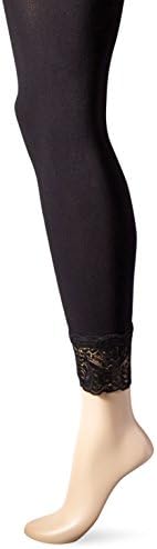 Von Nicole Women's Lace Cuff Footless Tight, Black, Medium/Large