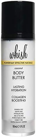 Whish Coconut Body Butter - Shea Butter Cream with Aloe, Skin Moisturizer, Hydrating Cream, Natural and Organic Skin Care, 5 oz