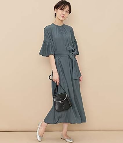 Amazon アダムエロペ ヴィンテージデシンマキシワンピース レディース ライトグリーン 日本 F Free サイズ ワンピース チュニック 通販