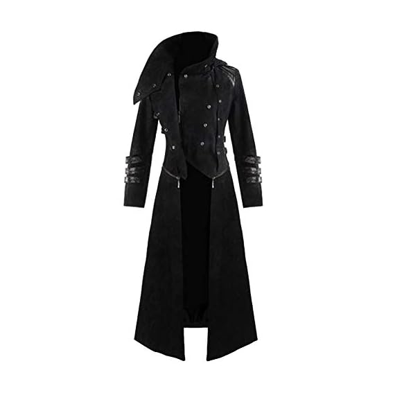 Mens-Gothic-Steampunk-Hooded-Trench-Parka-Party-Costume-Tailcoat-Jacket
