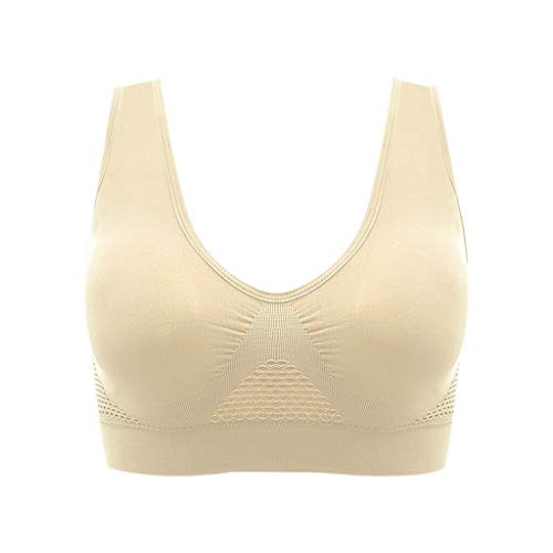 Sports Bras for Women Front Closure,Forthery Women Padded Seamless High Impact Support for Yoga Gym Activewear Bra(Beige,XXL) - Thumbnail 3