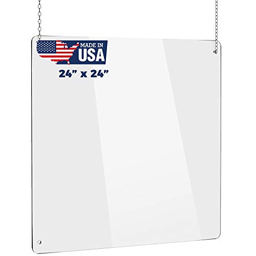 Hanging (24"x 24") Portable Acrylic Plexiglass Sneeze Guard Shield for