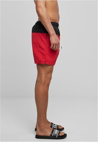 Block Swim Shorts, Pantaloncini da Bagno, Uomo, Blk/Red, M
