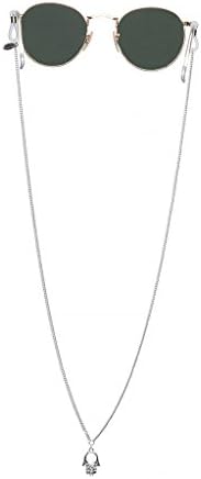Sintillia Hamsa Hand Backlace Sunglass Strap, Glasses Chain, Eyeglass Cord (Mini Silver Chain with Clear Attachments)