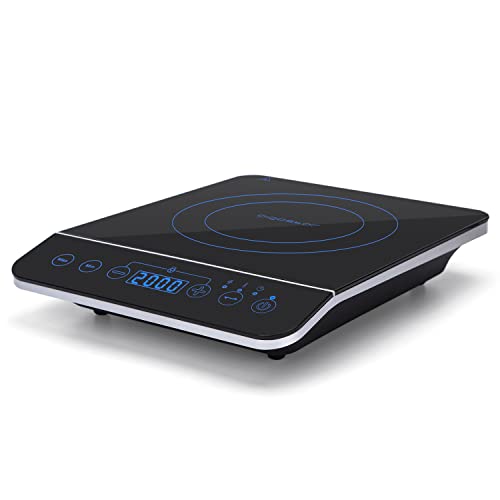 Aigostar Bluefire 30Pkz - Plaque À Induction Portable 10 Puissances. Tactile, Programmable, Chauffe Rapide. Écran Led. 2000W, Noir.