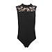 Kids and Girls Tank Ballet Leotard Cotton/Lycra with Lace Turtle Neck (Black Medium)