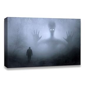 Canvas Wall Art Halloween Pumpkin Lantern Painting Artwork for Home Prints Framed - 12x18 inches