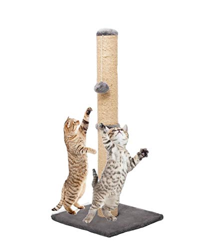 ALAYSTAR 78cm Tall Large Scratching Post - Natural Sisal Rope and Carpet Base - Easy Assemble