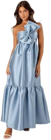 betina bow front maxi dress blue Betina Bow-Front Maxi Dress