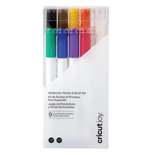 Cricut Watercolor Marker & Brush Set 8 Marker, 1 Wasserpinsel Erstellen Sie ein Aquarell Meisterwerk mit Ihrer Joy Maschine, Multi, 9 Stueck 2009978 mehrfarbig Cricut Joy