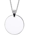 Mealguet Jewelry MG Free Engraving-Personalized Stainless Steel Polished Blank Tag Plain Dogtag Pendant Necklace with 19