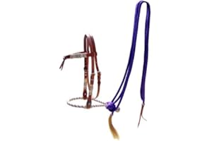 Showman Leather Futurity Knot Headstall w/Purple Rawhide Braided Bosal & Purple Nylon Mecate Reins! New Horse TACK!