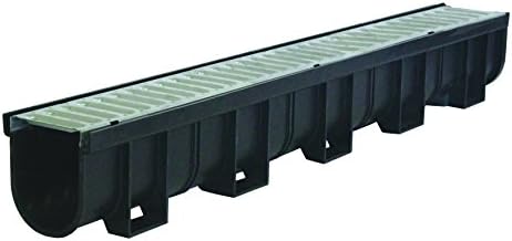 Regular Trench Drain Black Polymer & Pressed Galvanized Steel Grate - 3.33 Ft