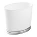 mDesign Oval Slim Decorative Trash Can with Accenting Base, Wastebasket for Bathroom, Bedroom Holds Garbage, Waste, Paper, Recyclables - Hyde Collection - White/Chrome
