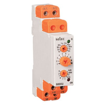 Selec Controls 600XU-A-1-CU Analog Rail Timer, DIN, 17.5 mm W x 90 mm H x 60 mm D