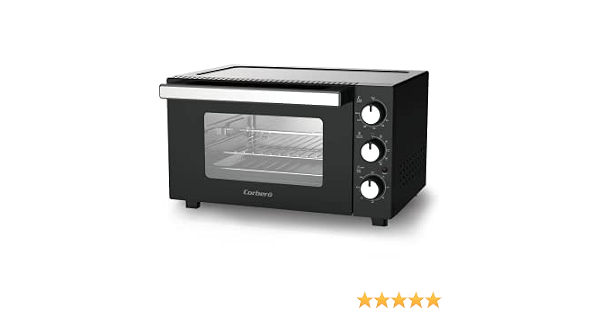 Corberó CHSG2030B Horno Sobremesa 30 litros, Color Negro, Potencia 1500 W,  Función Convección, Rustepollos, Control Manual, Temporizador 90 Min, Doble  Cristal, Parrilla Cromada, 2 Bandejas : Amazon.es: Hogar y cocina