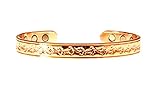 Elegant Copper Bracelet for Arthritis; Magnetic Therapy (6 Embedded into Internal face); Beautiful Floral Design; Commonly Worn for Pain Relief and Magnetic Healing; Can Also be Worn as an Accessory