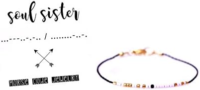 Morse Code Soul Sister Bracelet, Delicate Black Chain