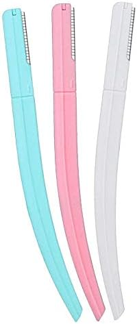 Eyebrow Razors - 3 Pcs Cheek Facial Razor Portable Peach Fuzz Shaver Eyebrow Shapers Safe Painless Eyebrow Trimmer Shaving Grooming Kit for Women Pink Blue White