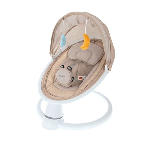 Nuby Baby Swing with Canopy and Remote - 5-Level Infant Swing with Soothing Sou…