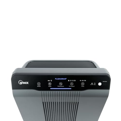 Winix 5300-2 Air Purifier for Allergy Sufferers, CADR 390 m³/h, 99 ㎡, Air Purifier for Smoking Rooms Against Allergies, Dust, Pollen, Pet Hair, Air Quality Display, Auto Sleep Mode, Black | PlasmaWave technology against allergies, dust, pollen and pet hair, air quality sensor, auto & sleep mode, smoking room