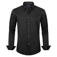 J.VER Men's Dress Shirts Solid Long Sleeve Stretch Wrinkle-Free Formal Shirt Business Casual Button Down Shirts