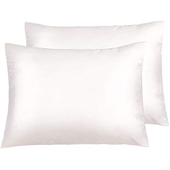 NTBAY Zippered Satin Pillowcases, Super Soft and Luxury Standard Pillow Cases Set of 2, 20 x 26 Inches, Ivory