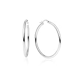 Sterling Silver Hoop Earrings, Round-tube
