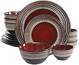 Gibson Elite Cafe Versailles 16-piece Double Bowl Red Dinnerware Set