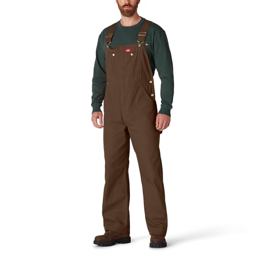 Dickies Mens Bib Overalls, Rinsed Timber, 46W x 30L US
