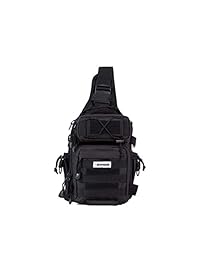 Bowhound   Bolsa de pesca, resistente al agua, para exteriores, con un solo hombro, duradera, multifuncional, ideal para pesca, senderismo, camping, ciclismo (negro)