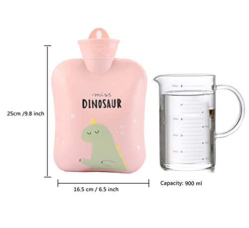 Hot Water Bottle Rubber Warm Water Bag with Soft Plush and Knit Cover,Hot Water Bag for Neck and Shoulder, Back, Legs,Waist Warm (1000ML)