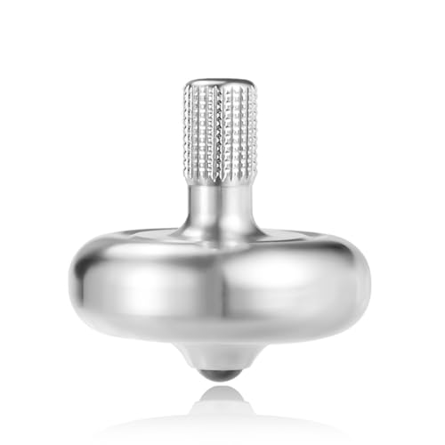 Premium Precious Titanium Spinning Top, Spin Long Time Exceed 10 Minutes, Perfect Balance, Well Made Metal Kinetic Desk Fidget Toy, Wear-Resistant Drop-Resistant Does not Rust (Thor Silver)