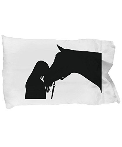 GIRL & HER HORSE PILLOWCASE BEDDING, Cute Equine Lover Silhouette Standard Pillow Case For Daughter - Niece - Girls Who Love Horses, Great Under $20 Gift For Bedroom Decor, 3 Design Choices