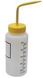 Vestil BTL-WW-16Y-LBL Wide Mouth Low Density Polyethylene (LDPE) Round Squeeze Wash Bottle with Label and Yellow Cap, 16 oz Capacity, Translucent