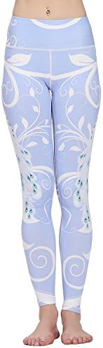 Jescakoo Lady's Printed Wide Waistband High Compression Workout Yoga Leggings
