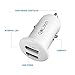 Car Charger, QOLIXM Flush Fit Dual Port USB Car Adapter 2-Port Fast Charging for iPhone, iPad, Samsung, HTC, LG, Smartphone, Tablet, Digital Camera, and More (White 2 Pack)