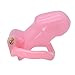 Raycity Resin Chastity Cage Pants Device Cock Cag with 4 Different Ring and a Lock, for Male Penis Exercise Short Pink
