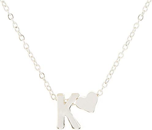 SUZN New Fashion Alphabet A-Z Letter Pendant Charm Gold Color Valentines Gift For Women Necklace(Silver-K)