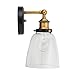 Linea di Liara Fiorentino Black and Gold Wall Sconce Lighting Fixture Farmhouse Bathroom Wall Sconce Bedroom Wall Lighting and Hallway Wall Light with Clear Glass Shade, LED Bulb Included, UL Listed